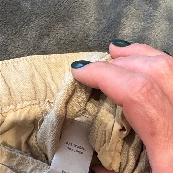 Westbound Trade Co Linen Blend Cargo Pants PMR Tan Drawstring Medium - Picture 8 of 8